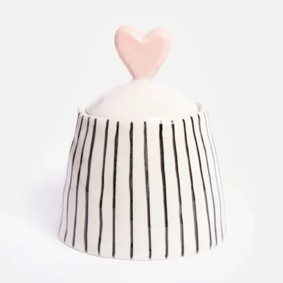 Pot Coeur Rayures Noires