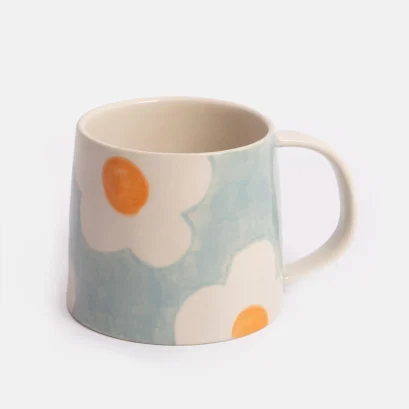Mug Fleur Orange/Bleu Ciel