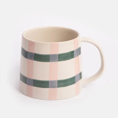 Mug à Carreaux Vert/Rose