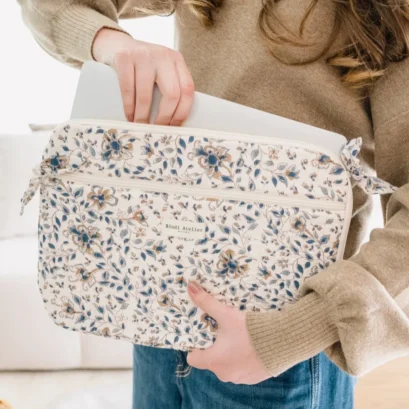 Pochette Ordinateur Folk Story Crème